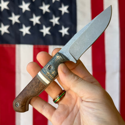 Sojourner Nomad Custom 3.5" Fixed Blade – Flying Shark Scales, CPM MagnaCut – Made in USA