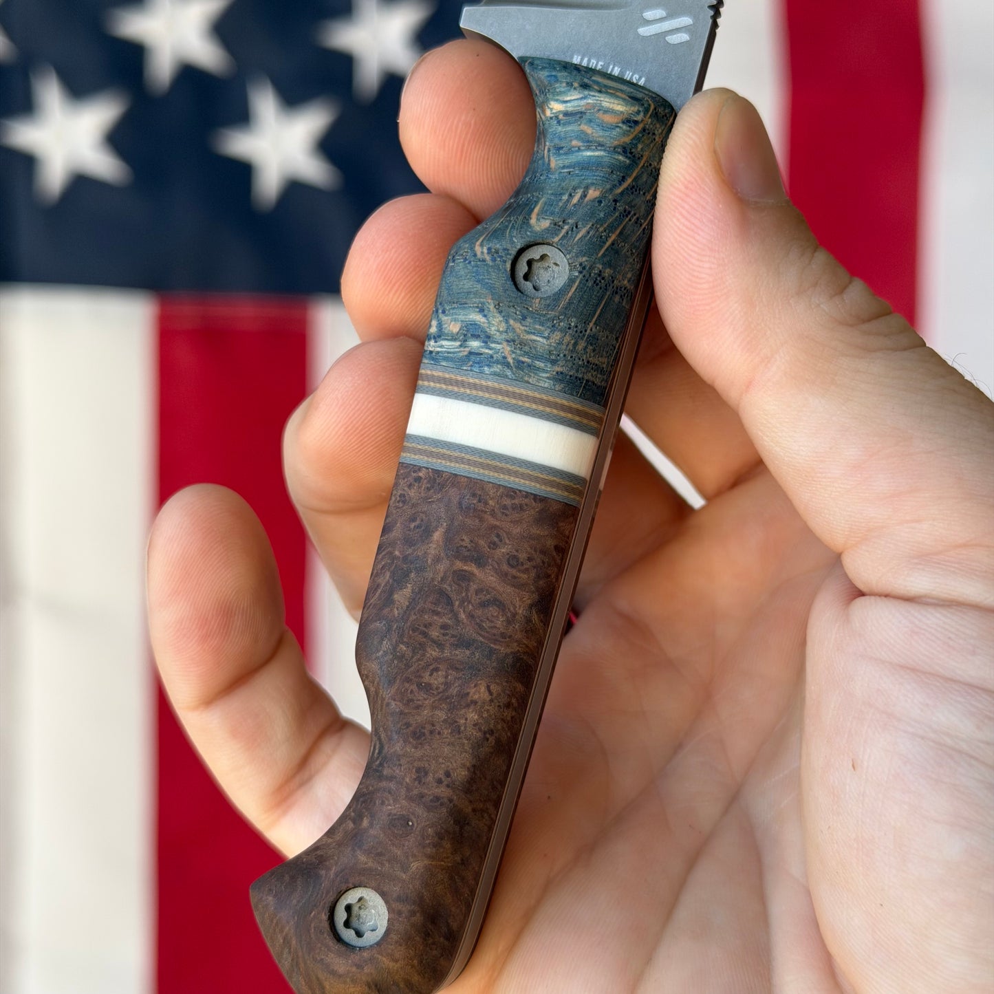 Sojourner Nomad Custom 3.5" Fixed Blade – Flying Shark Scales, CPM MagnaCut – Made in USA