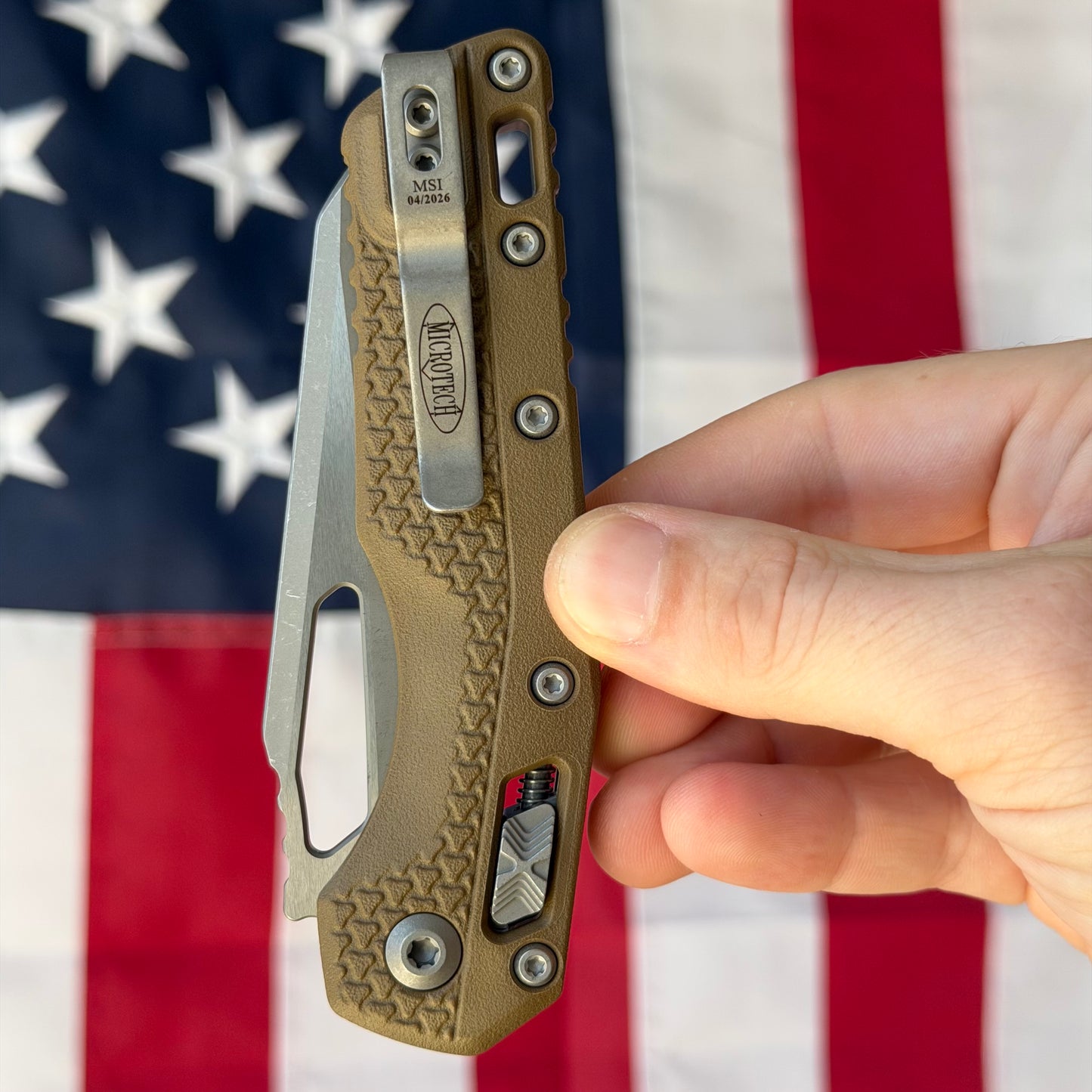 Microtech MSI S/E Tri-Grip 3.88" Manual – Dark Earth Polymer, M390MK Apocalyptic, RAM-LOK – Made in USA (210T-10APPMDE)