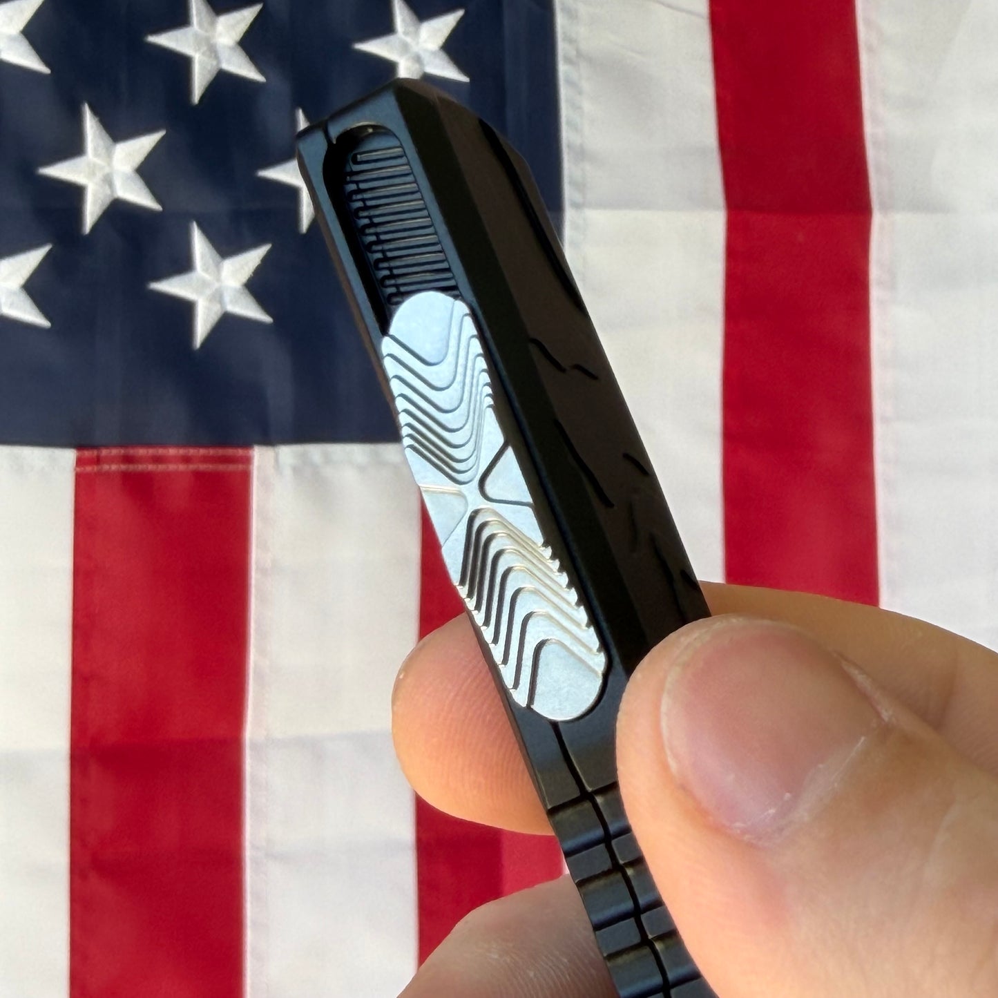 Microtech Ultratech Spartan Gen IV 3.5" OTF – Topographic Black Deep Engraved, M390MK Stonewash – Made in USA (12234TP-10)