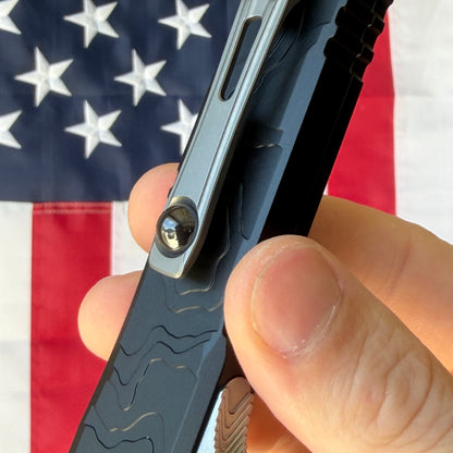 Microtech Ultratech Spartan Gen IV 3.5" OTF – Topographic Black Deep Engraved, M390MK Stonewash – Made in USA (12234TP-10)