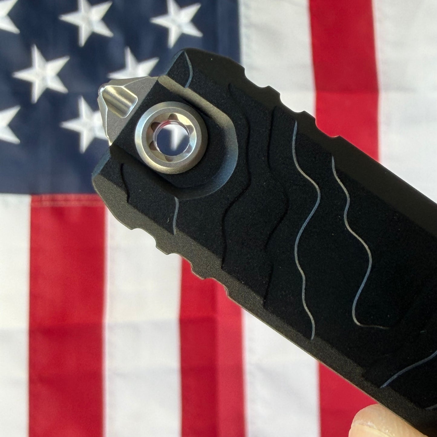 Microtech Ultratech Spartan Gen IV 3.5" OTF – Topographic Black Deep Engraved, M390MK Stonewash – Made in USA (12234TP-10)