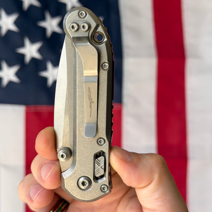 Microtech L.U.D.T. RAM-LOK 3.45" Marfione Select – Slab Titanium, M390MK Clip Point Stonewash, Bronze Accent – Made in USA (1135RLS-10MS1)