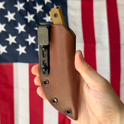 Townsend Knife Co. Lil T 3" Fixed Blade – 52100, Tan G10, Leather Sheath – Made in USA