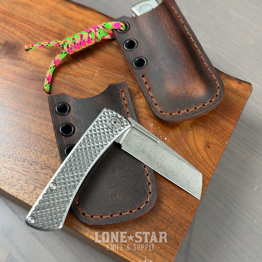 Lone Star Bundle: ABW Slip Joint and Badger Claw Clip Slip, Diamond Milled - 2.25" MagnaCut Wharncliffe plus Crazy Horse Leather - Made in USA (LSB-ABW-SJ-DIAMOND-SLIPCLIP)