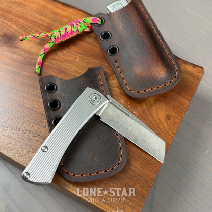 Lone Star Bundle: ABW Slip Joint and Badger Claw Clip Slip, Straight Milled - 2.25" MagnaCut Wharncliffe plus Crazy Horse Leather - Made in USA (LSB-ABW-SJ-STRAIGHT-SLIPCLIP)