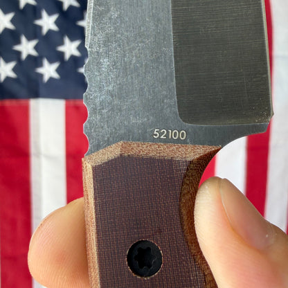 Townsend Knife Co. BigT 3.5" Fixed Blade – 52100 62 HRC, Vintage Micarta, Leather Sheath – Made in USA