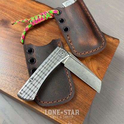 Lone Star Bundle: ABW Slip Joint and Badger Claw Clip Slip, Frag Milled - 2.25" MagnaCut Wharncliffe plus Crazy Horse Leather - Made in USA (LSB-ABW-SJ-FRAG-SLIPCLIP)