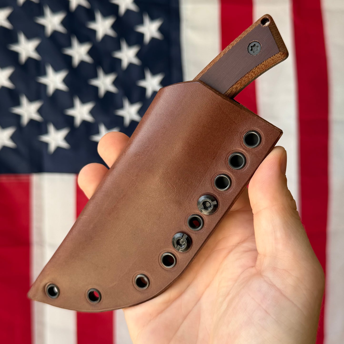 Townsend Knife Co. BigT 3.5" Fixed Blade – 52100 62 HRC, Vintage Micarta, Leather Sheath – Made in USA