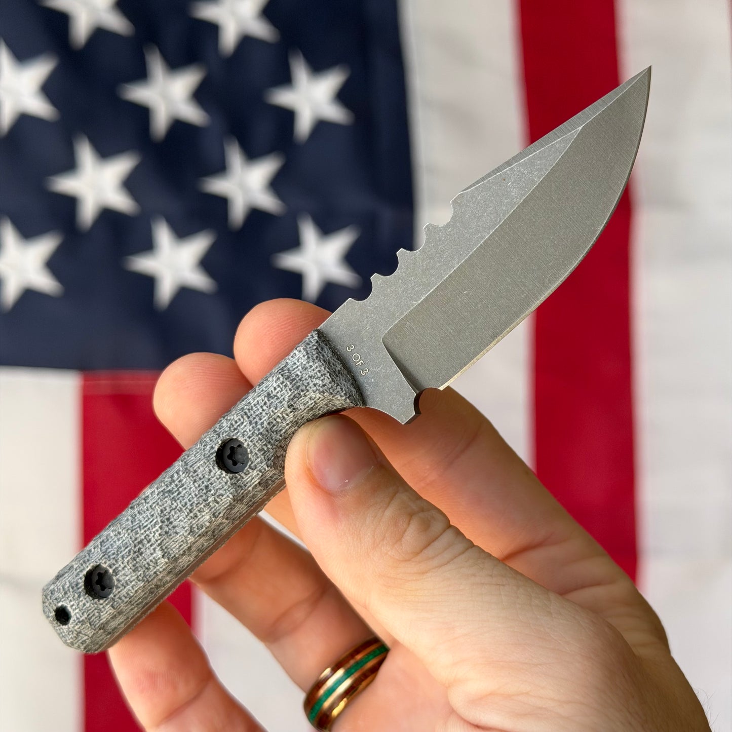 Townsend Knife Co. Mini MC 2.5" Fixed Blade – K390 64.5 HRC, Grey Micarta, Piece #3 of 3 – Made in USA
