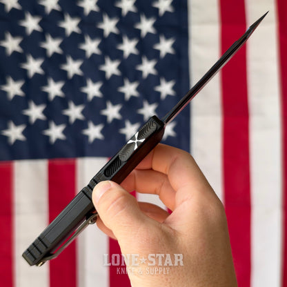The Back Door: Microtech Marfione Select Combat Troodon Gen III T/E OTF Auto, 4" Blued Baker Forge CopperMai Damascus, Black Handle - Made in USA (1144-16MS2) (Trade In)