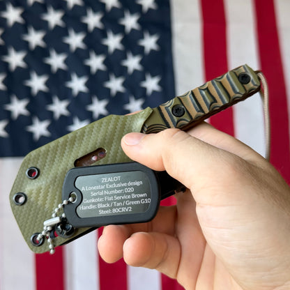 Severed Metal Works Zealot Fixed Blade – 2.5” Tanto Blade, 80CrV2 Steel, Micarta Scales – Made in USA