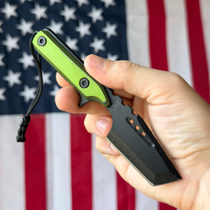 Severed Metal Works Zealot Fixed Blade – 2.5” Tanto Blade, 80CrV2 Steel, Micarta Scales – Made in USA