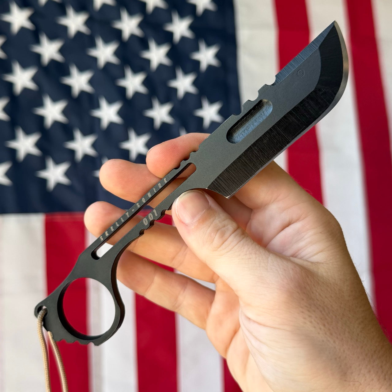 Severed Metal Works Skelly Squire ~3.3" Fixed Blade – Skeletonized 80CrV2, Finger Ring – Made in USA