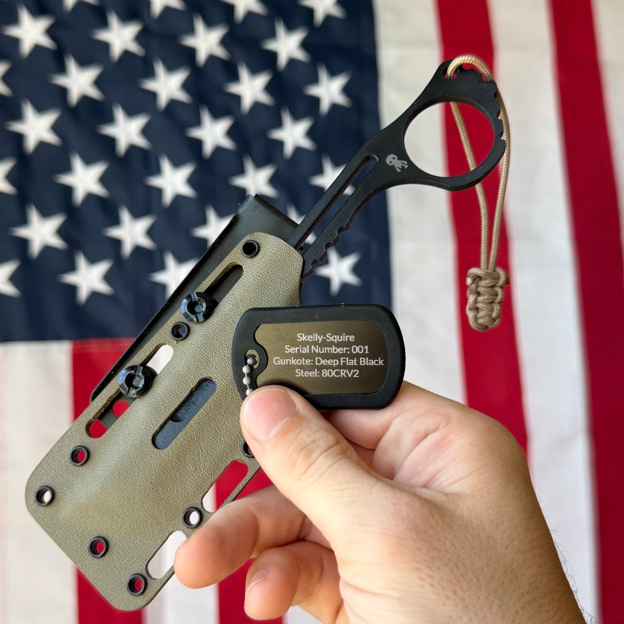 Severed Metal Works Skelly Squire ~3.3" Fixed Blade – Skeletonized 80CrV2, Finger Ring – Made in USA