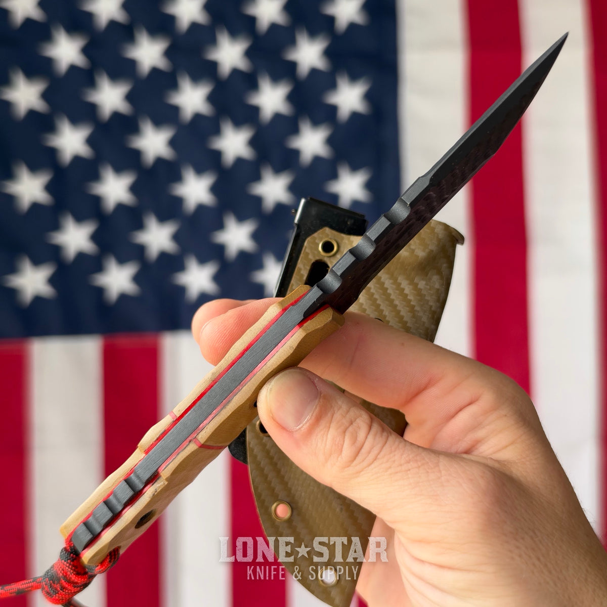 The Back Door: Severed Metal Works Squire V2 Fixed Blade, 8670 High Carbon, Stealth Gray Gunkote, Tan and Red G10, Serial 010 - Made in USA (Trade In)