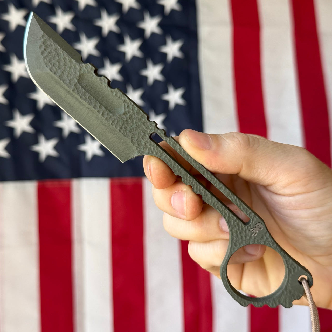 Severed Metal Works Skelly Squire ~3.3" Fixed Blade – Skeletonized 80CrV2, Finger Ring – Made in USA