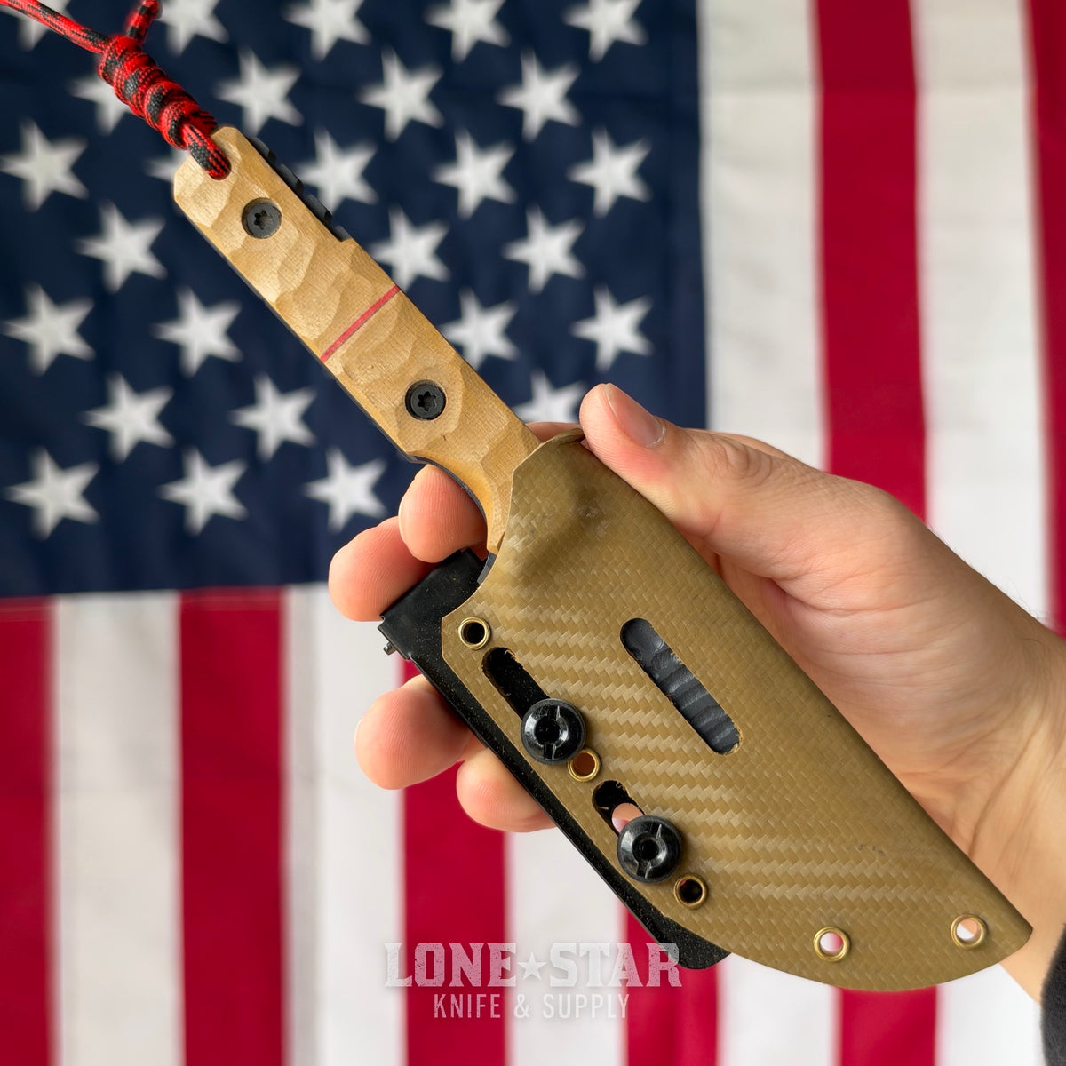 The Back Door: Severed Metal Works Squire V2 Fixed Blade, 8670 High Carbon, Stealth Gray Gunkote, Tan and Red G10, Serial 010 - Made in USA (Trade In)