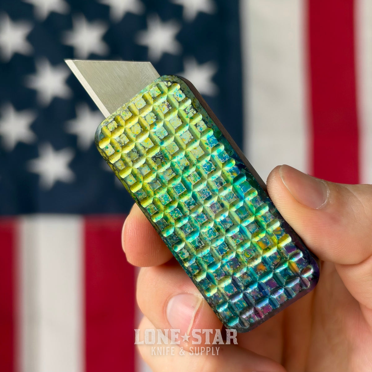 The Back Door: Rivery MFG Zero Utility Knife, Frag Pattern, Nebula Anodized 6061 Aluminum - Made in USA (Trade In)