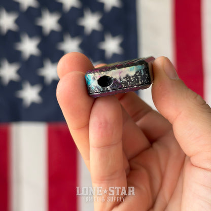 The Back Door: Rivery MFG Zero Utility Knife, Frag Pattern, Nebula Anodized 6061 Aluminum - Made in USA (Trade In)