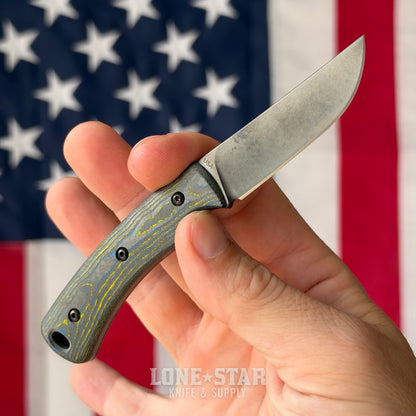 The Back Door: TRM TAGALONG Special Edition DLC Fixed Blade, 2.44" MagnaCut, Bolts Camo Carbon Fiber, Black Leather Sheath - Made in USA (Trade In)