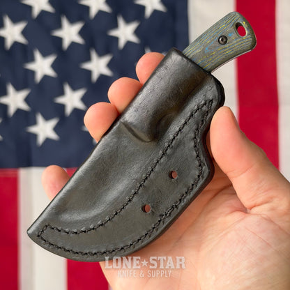 The Back Door: TRM TAGALONG Special Edition DLC Fixed Blade, 2.44" MagnaCut, Bolts Camo Carbon Fiber, Black Leather Sheath - Made in USA (Trade In)