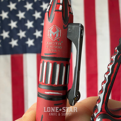 The Back Door: Lone Star Bundle, Heretic Red Cel Shade Set - Medusa Manual Tanto and Thoth Bolt-Action Pen, Serials 138 and 006 - Made in USA (BD-LSB-HERETIC-CELSHADE-RED)