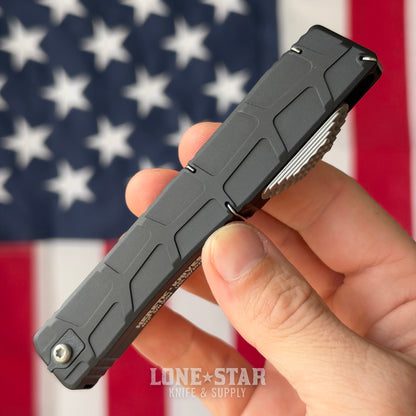 Heretic NYX V2 Tanto OTF Auto - 3.62" Stonewash MagnaCut, Black Chassis, Proof Run Engraved Machined Clip - Made in USA (H015-2A)