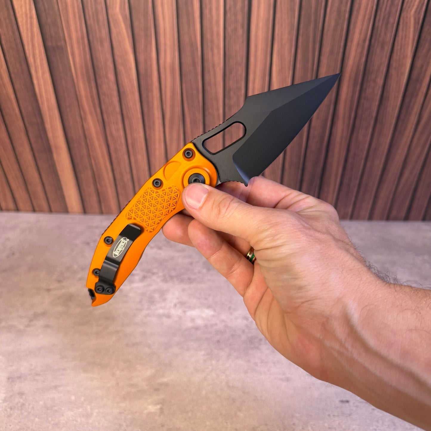 Microtech Stitch Orange Tangerine Aluminum, 3.7″ Blade, Made in USA (169-1OT)