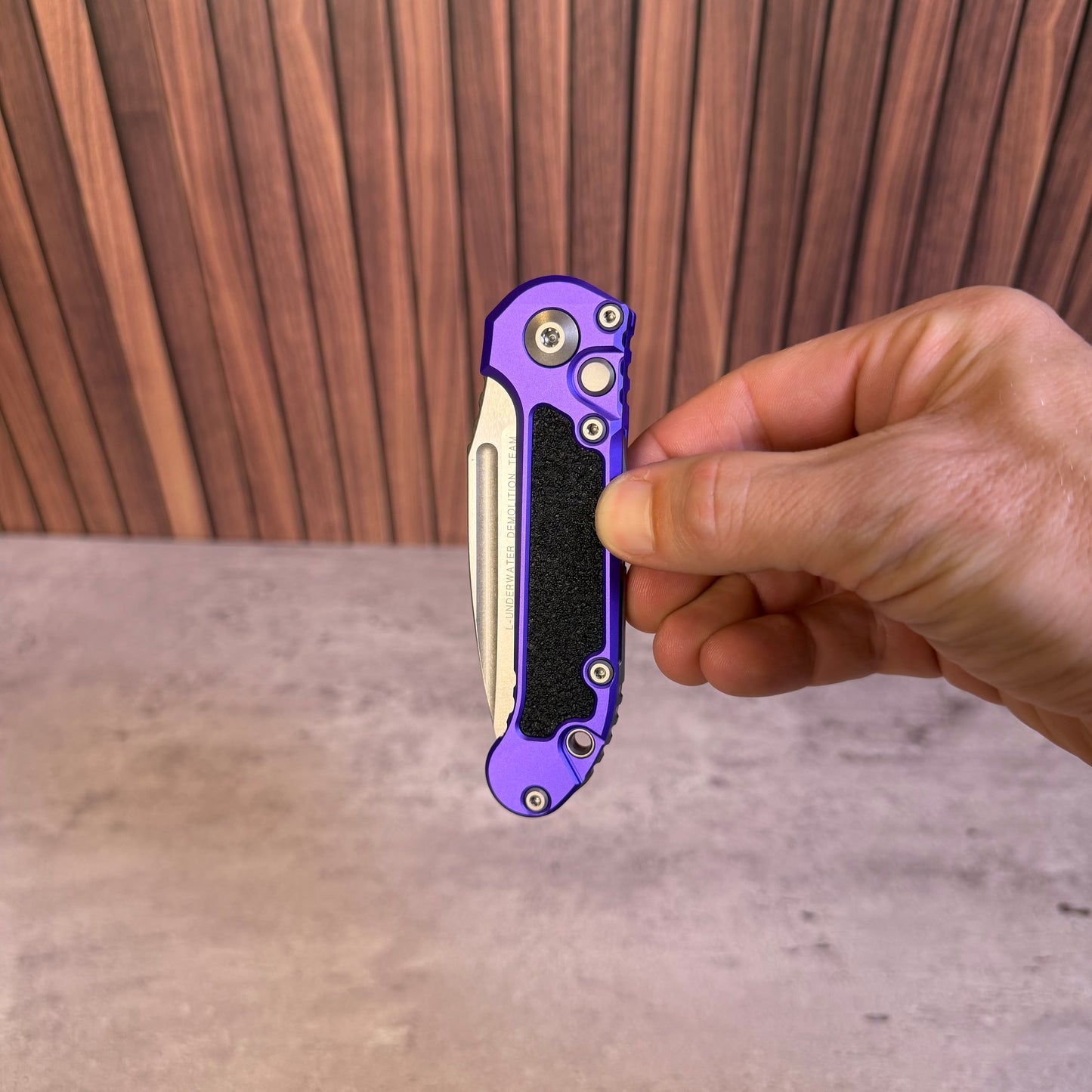 L.U.D.T. Gen III T/E Automatic Knife, 3.5″ M390MK Blade, Purple Aluminum (1136-10PU)