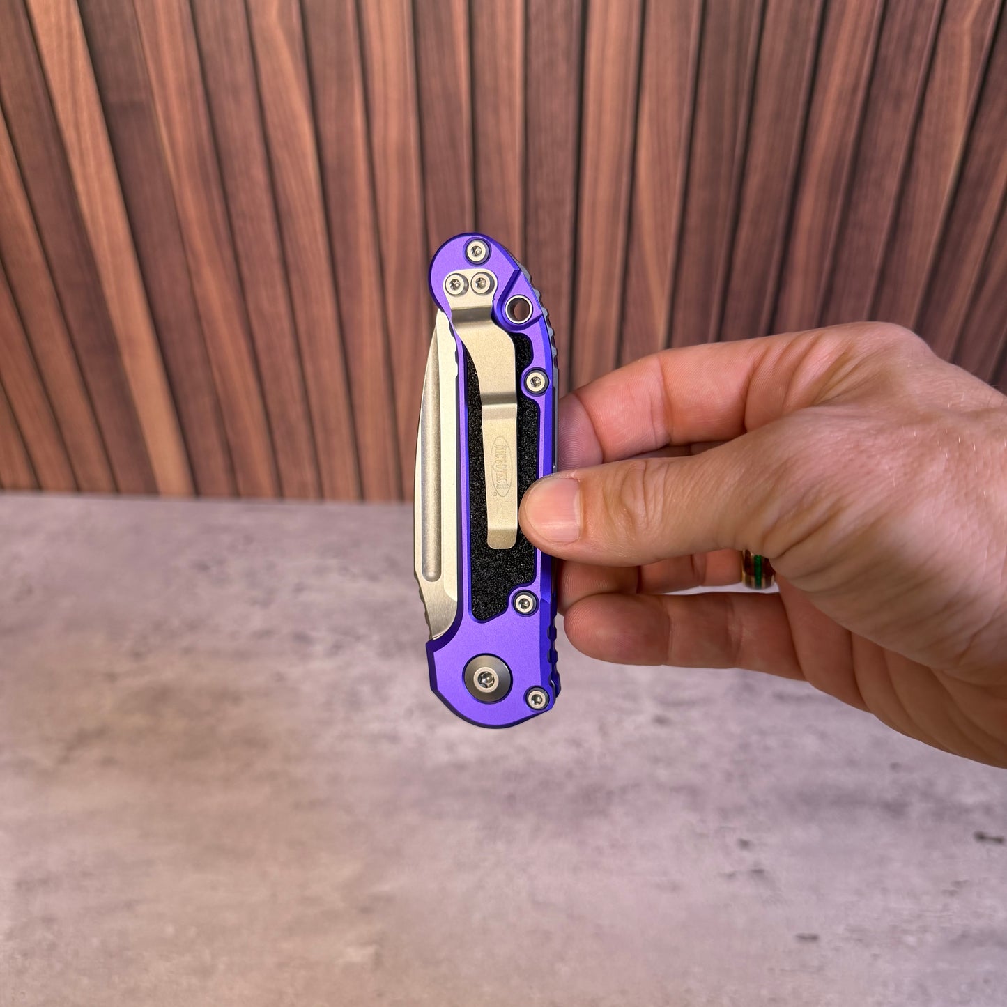 L.U.D.T. Gen III T/E Automatic Knife, 3.5″ M390MK Blade, Purple Aluminum (1136-10PU)