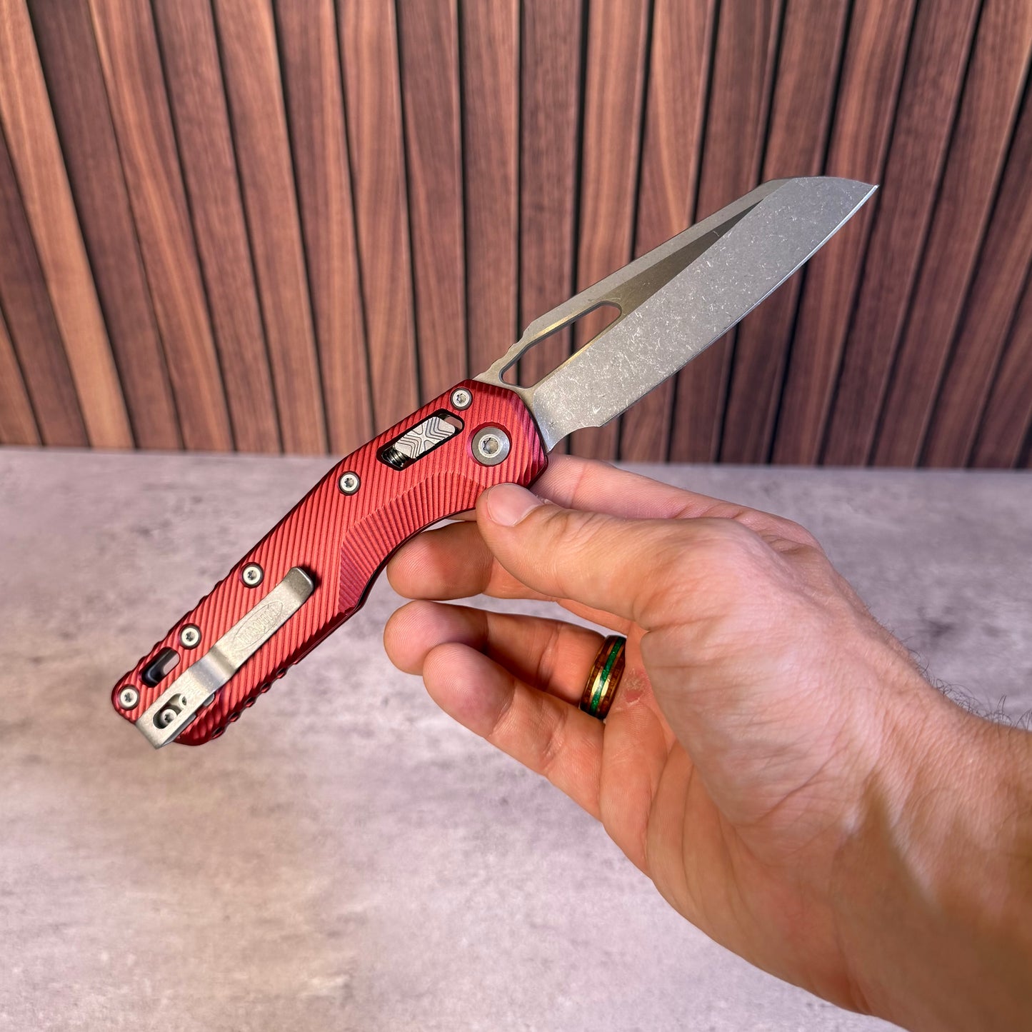 Microtech MSI Merlot Aluminum Fluted, 3.9″ M390MK Blade, Made in USA (210-10APFLMR)