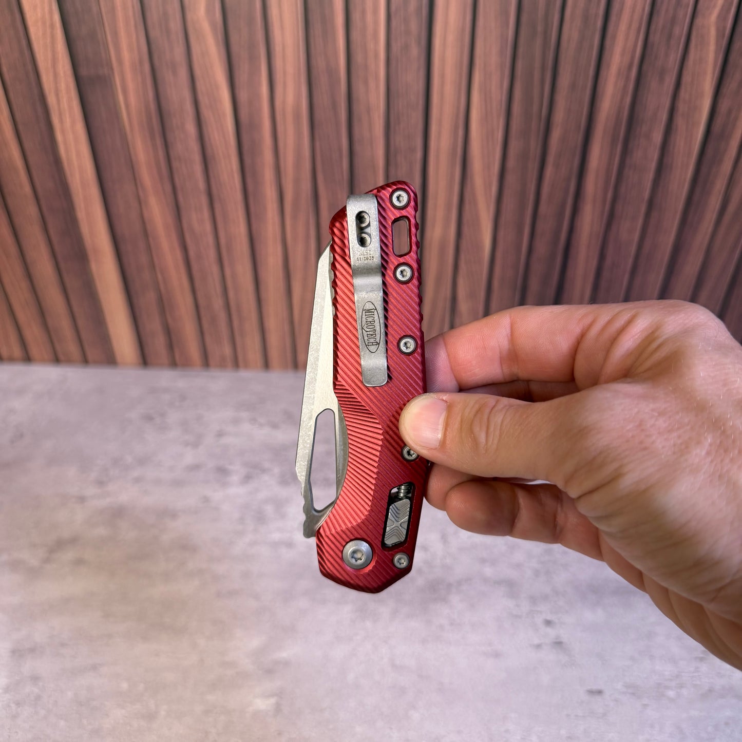 Microtech MSI Merlot Aluminum Fluted, 3.9″ M390MK Blade, Made in USA (210-10APFLMR)