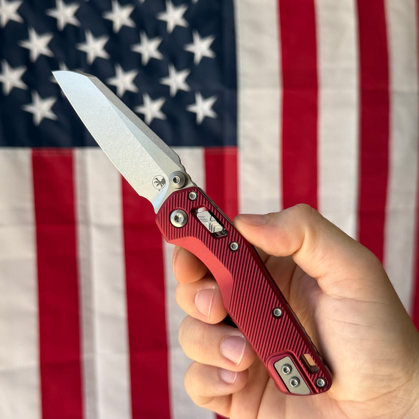 Microtech MSI Mini RAM-LOK - Merlot Fluted Aluminum, M390MK Stonewash - Made in USA (210M-10FLMR)