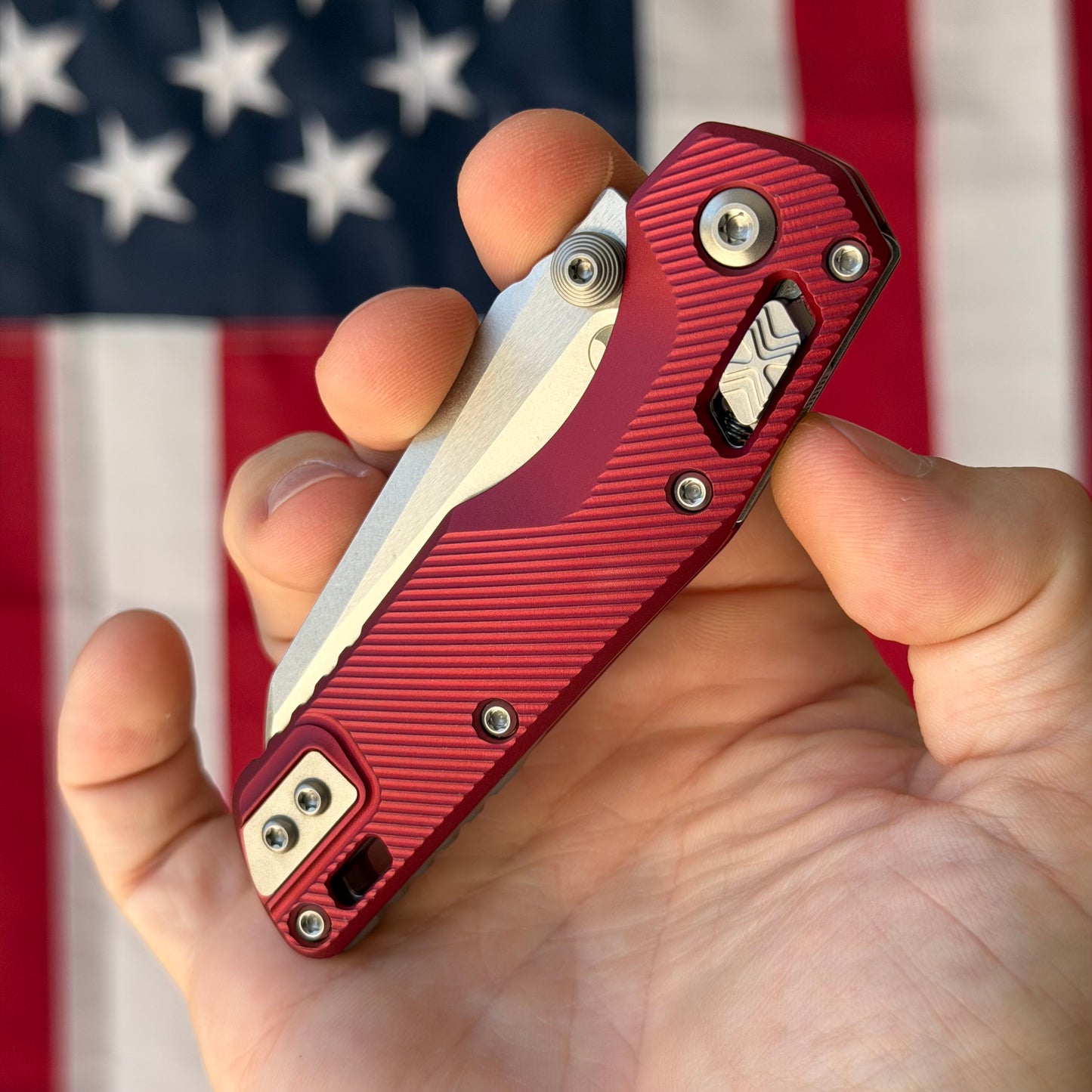 Microtech MSI Mini RAM-LOK - Merlot Fluted Aluminum, M390MK Stonewash - Made in USA (210M-10FLMR)