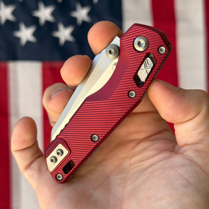 Microtech MSI Mini RAM-LOK - Merlot Fluted Aluminum, M390MK Stonewash - Made in USA (210M-10FLMR)