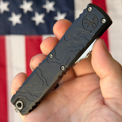 Microtech Ultratech Gen IV Interceptor Signature Series - Topographic Deep Engraved, M390MK OTF - Made in USA (11174TP-10S)