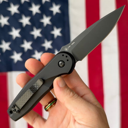 The Back Door: Spartan Blades Zelos Auto, 3.25" CPM S35VN Black PVD, Black Mil-Anodized Aluminum, Carbon Fiber Clip - Made in USA (SF9BKBK) (Trade In)