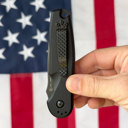 The Back Door: Spartan Blades Zelos Auto, 3.25" CPM S35VN Black PVD, Black Mil-Anodized Aluminum, Carbon Fiber Clip - Made in USA (SF9BKBK) (Trade In)