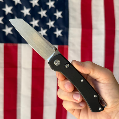 The Back Door: ABW Model 3 Manual Black Aluminum Knife - MagnaCut Blade - Made in USA (Return)