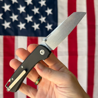 The Back Door: ABW Model 3 Manual Black Aluminum Knife - MagnaCut Blade - Made in USA (Return)