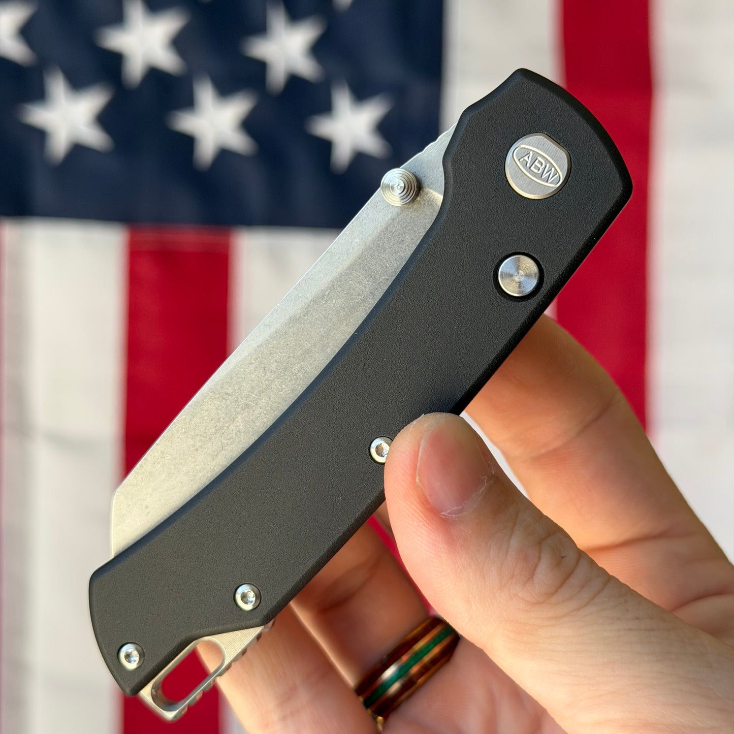The Back Door: ABW Model 3 Manual Black Aluminum Knife - MagnaCut Blade - Made in USA (Return)