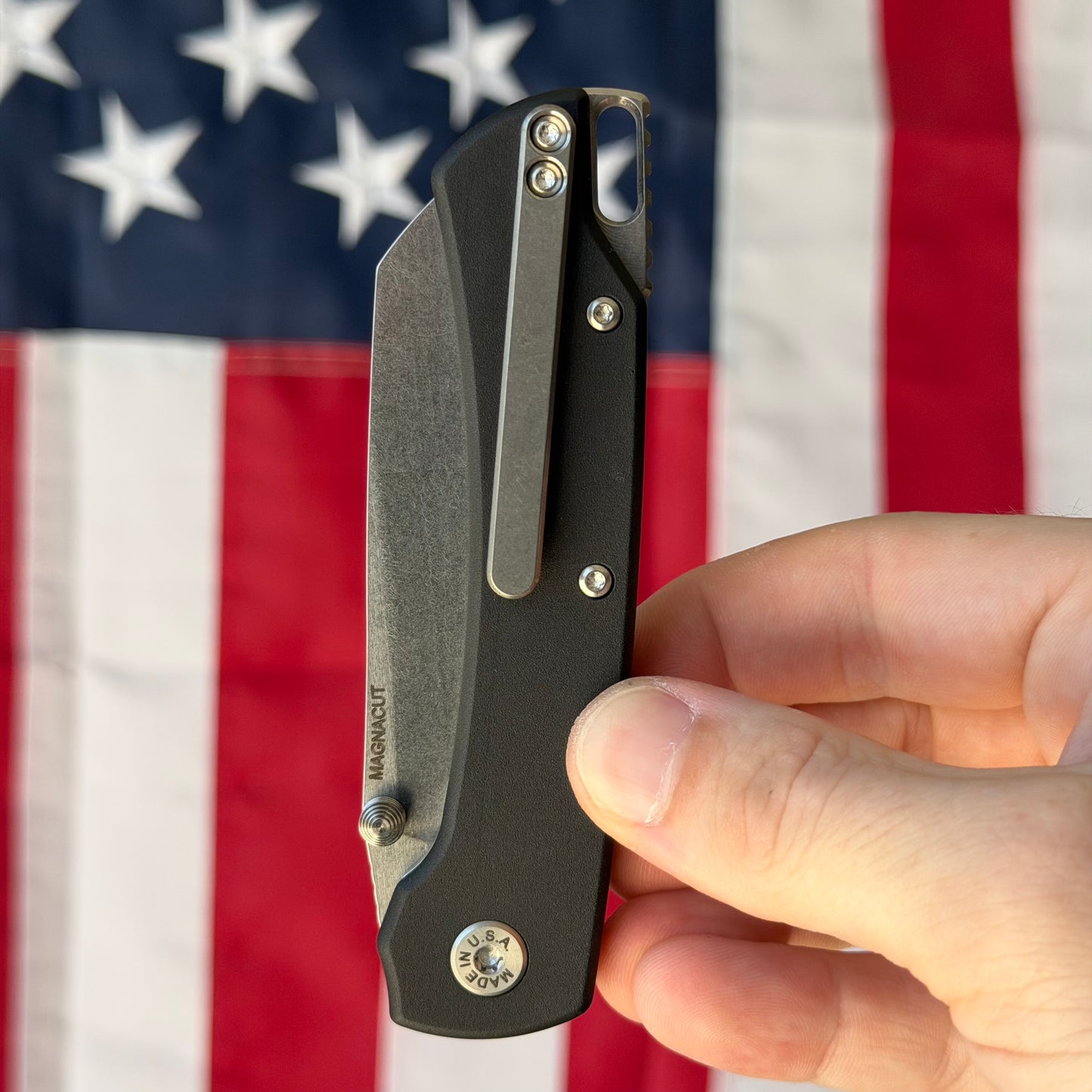 The Back Door: ABW Model 3 Manual Black Aluminum Knife - MagnaCut Blade - Made in USA (Return)