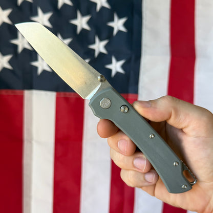 The Back Door: ABW Model 3 Manual Gray G10 Knife - MagnaCut Blade - Made in USA (Return)