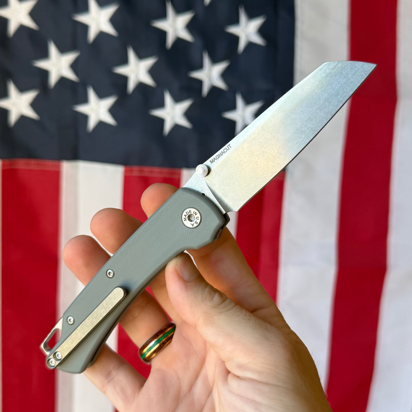 The Back Door: ABW Model 3 Manual Gray G10 Knife - MagnaCut Blade - Made in USA (Return)