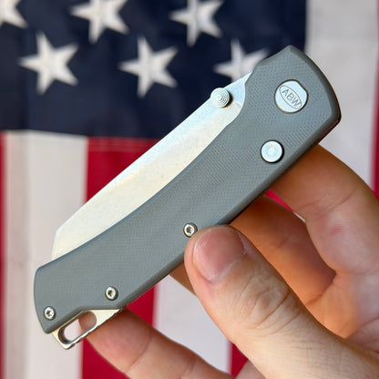 The Back Door: ABW Model 3 Manual Gray G10 Knife - MagnaCut Blade - Made in USA (Return)