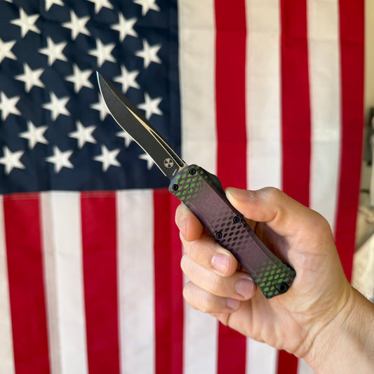 Microtech Hera II Auto Mini Recurve Purple Aluminum, 3.0″ M390MK Blade, Made in USA (MCT1705M1PUX51S)