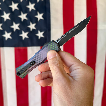 Microtech Hera II Auto Mini Recurve Purple Aluminum, 3.0″ M390MK Blade, Made in USA (MCT1705M1PUX51S)
