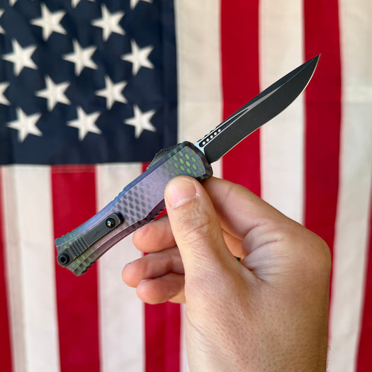 Microtech Hera II Auto Mini Recurve Purple Aluminum, 3.0″ M390MK Blade, Made in USA (MCT1705M1PUX51S)