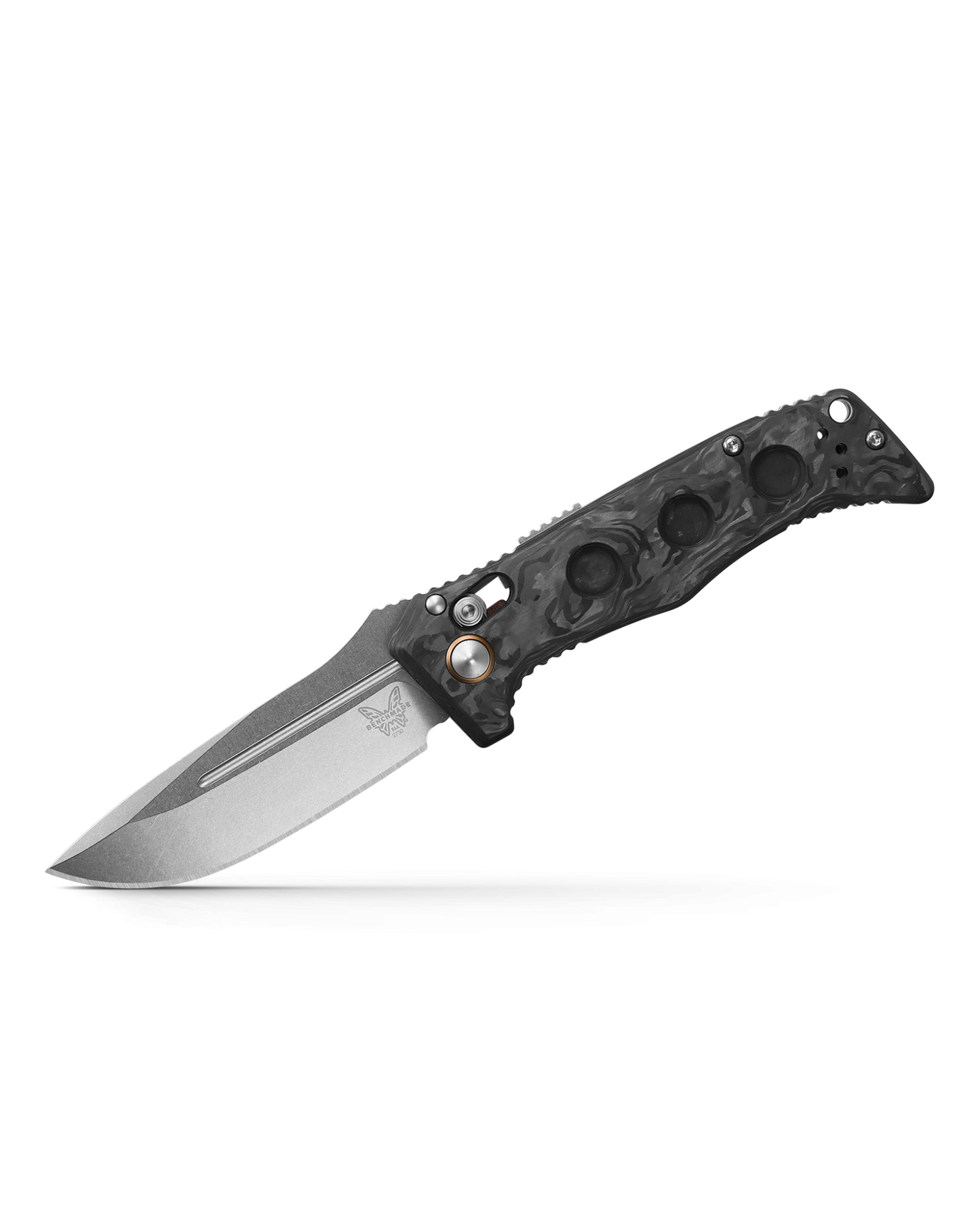 Benchmade Mini Auto Adamas Marbled Carbon Fiber, 3.25 inch CPM MagnaCut Blade, Made in USA (2730-03)